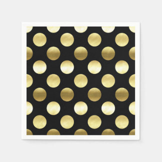 Classy Gold Foil Polka Dots Zwart Servet