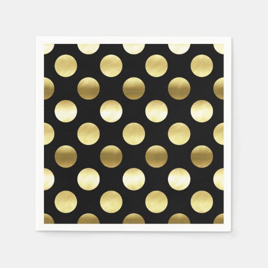 Classy Gold Foil Polka Dots Zwart Servet (Voorkant)