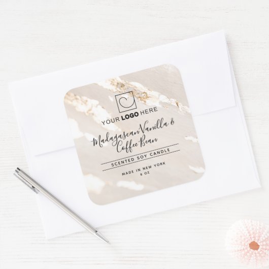 Classy Gold Foil Productlabel met Logo Vierkante Sticker (Envelop)