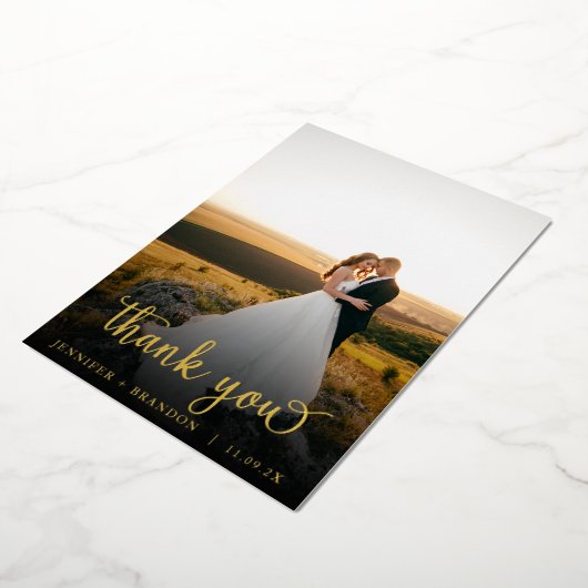 Classy Gold foil Script overspoeld bedankt Folie Feestdagenkaart (Gedraaid)