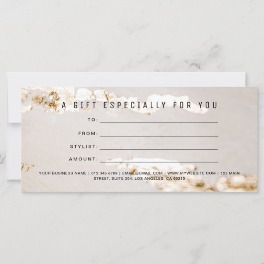 Classy Gold Foill Monogram Gift Voucher (Achterkant)
