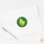 Classy Gold Ganapati Indian Hindu God Green Ronde Sticker (Envelop)