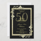 Classy Gold Gem & Glitter 50th Golden Birthday Kaart (Voorkant)