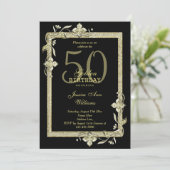 Classy Gold Gem & Glitter 50th Golden Birthday Kaart (Staand voorkant)