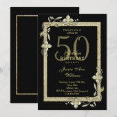 Classy Gold Gem & Glitter 50th Golden Birthday  Kaart (Voorkant / Achterkant)