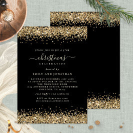 Classy Gold Glitter Black kerstfeest Kaart