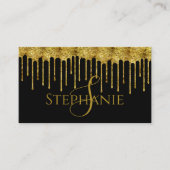 Classy Gold Glitter Drips-script Visitekaartje (Voorkant)
