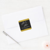 Classy Gold Glitter en Black Mr & Mrs Wedding Vierkante Sticker (Envelop)