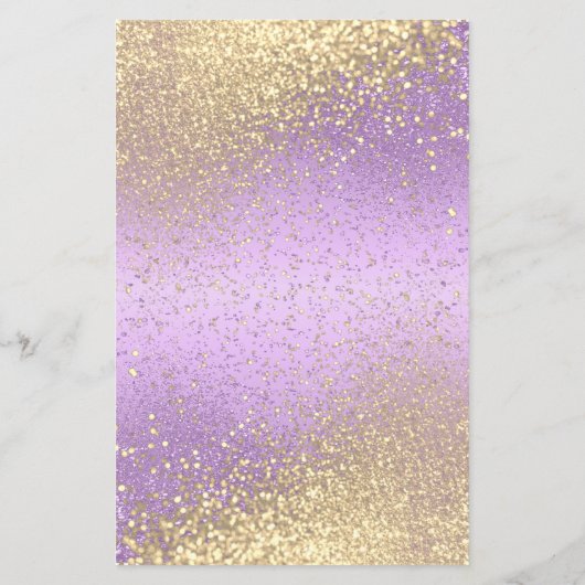 Classy Gold Glitter en Paarse Lavender - Menu (Achterkant)