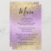 Classy Gold Glitter en Paarse Lavender - Menu (Voorkant / Achterkant)