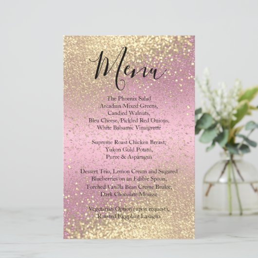 Classy Gold Glitter en roze - Menu (Staand voorkant)