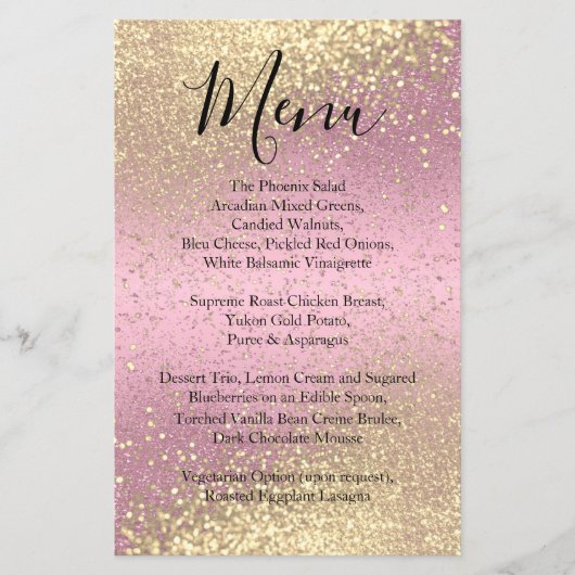 Classy Gold Glitter en roze - Menu (Voorkant)