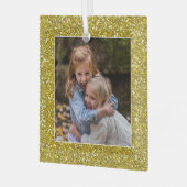 Classy Gold Glitter-kerstfoto Glas Ornament (Voorkant links)