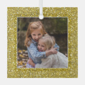 Classy Gold Glitter-kerstfoto Glas Ornament (Voorkant)