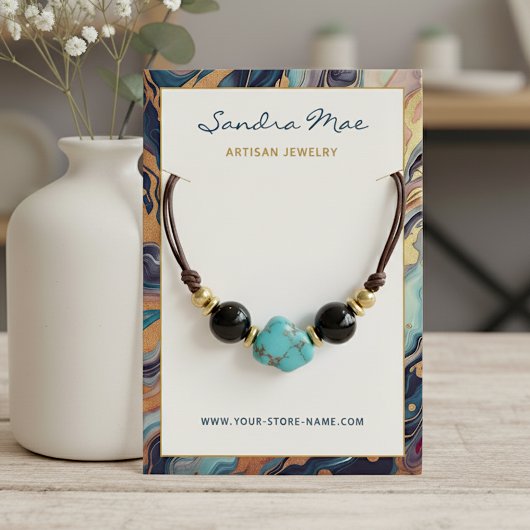 Classy Gold Glitter Marble Jewelry Display Card Visitekaartje