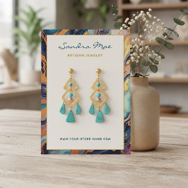 Classy Gold Glitter Marble Jewelry Display Card Visitekaartje