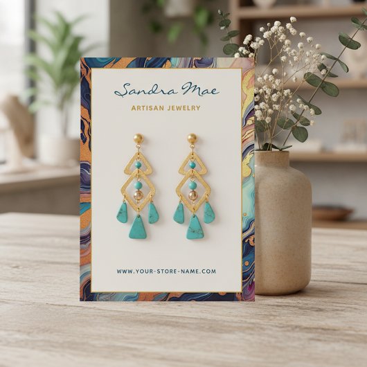 Classy Gold Glitter Marble Jewelry Display Card Visitekaartje
