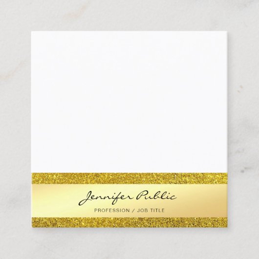Classy Gold Glitter Modern Elegant Professional Vierkante Visitekaartje (Voorkant)