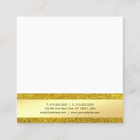 Classy Gold Glitter Modern Elegant Professional Vierkante Visitekaartje (Achterkant)