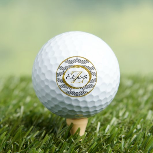Classy Gold Glitter | Monogram Initiaal Golfballen (Insitu Shirt)
