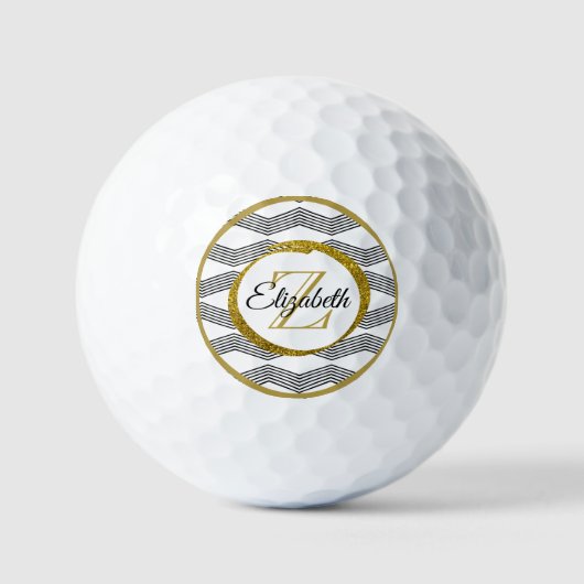 Classy Gold Glitter | Monogram Initiaal Golfballen (Voorkant)