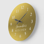 Classy Gold Glitter - Persoonlijke naam Kitchen Grote Klok (Hoek)