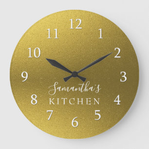 Classy Gold Glitter - Persoonlijke naam Kitchen Grote Klok