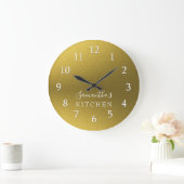 Classy Gold Glitter - Persoonlijke naam Kitchen Grote Klok (Huis)