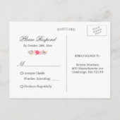 Classy Gold Glitter Pink Floral RSVP Response Uitnodiging Briefkaart (Achterkant)