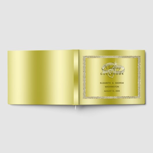 Classy Gold Glitter & Wedding Rings Gastenboek (Volledig)