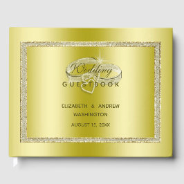 Classy Gold Glitter & Wedding Rings Gastenboek