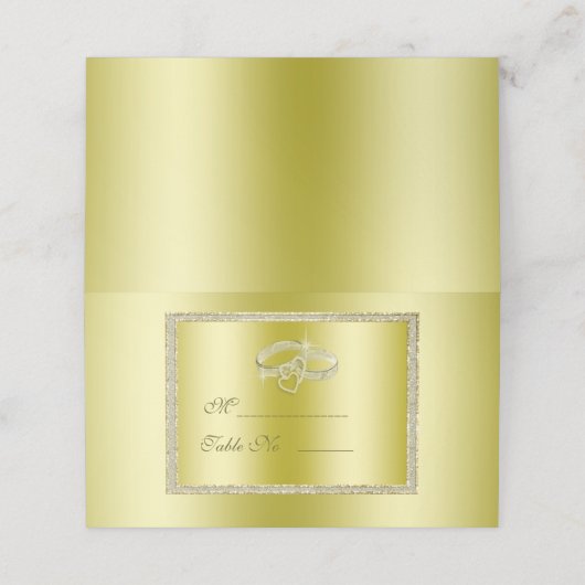 Classy Gold Glitter & Wedding Rings Plaatskaartje (Buitenkant ongevouwen)
