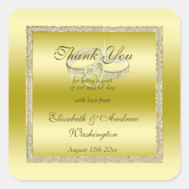 Classy Gold Glitter & Wedding Rings Vierkante Sticker