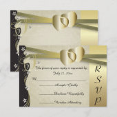  Classy Gold Heart Wedding - RSVP Kaartje (Voorkant / Achterkant)
