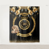 Classy Gold High Heels 50ste Verjaardag Party Sign Wandkleed (Voorkant)