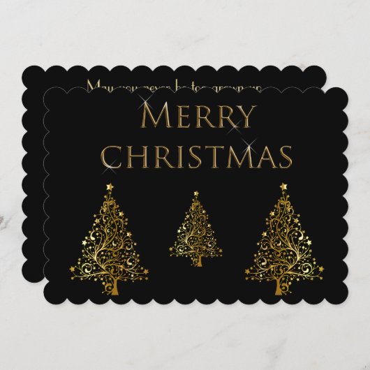 Classy Gold kerstbomen Feestdagenkaart (Voorkant / Achterkant)