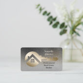 Classy Gold Key & Oxford Vastgoed QR Code Visitekaartje (Staand voorkant)