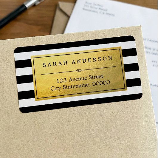 Classy Gold Label en zwarte witte strepen