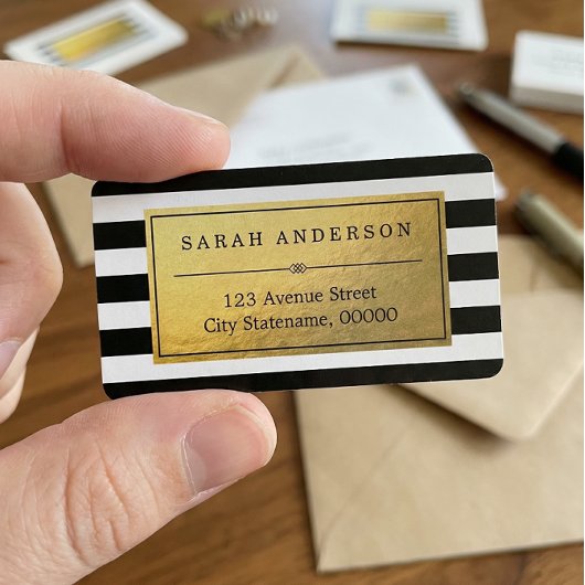 Classy Gold Label en zwarte witte strepen