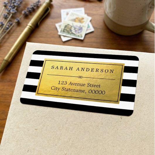 Classy Gold Label en zwarte witte strepen