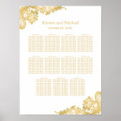 Classy Gold Lace Wedding Seating Chart Poster (Voorkant)