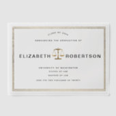 Classy Gold Law Afstuderen Vellum aangekondigd Uitnodigingen (Voorkant)