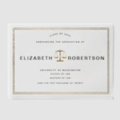 Classy Gold Law Afstuderen Vellum aangekondigd Vellum Uitnodigingen (Voorkant)