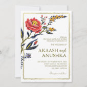 Classy Gold Lijst Chic Flowers Wedding Kaart (Voorkant)