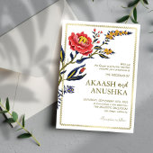 Classy Gold Lijst Chic Flowers Wedding Kaart