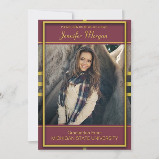 Classy Gold Lijst Foto Afstuderen Kaart (Voorkant)