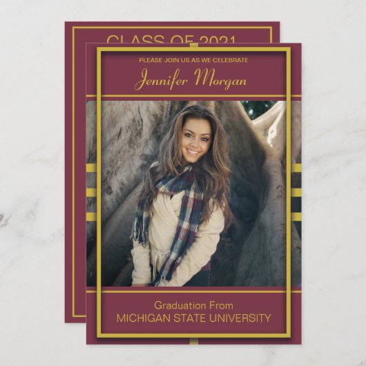 Classy Gold Lijst Foto Afstuderen Kaart (Voorkant / Achterkant)