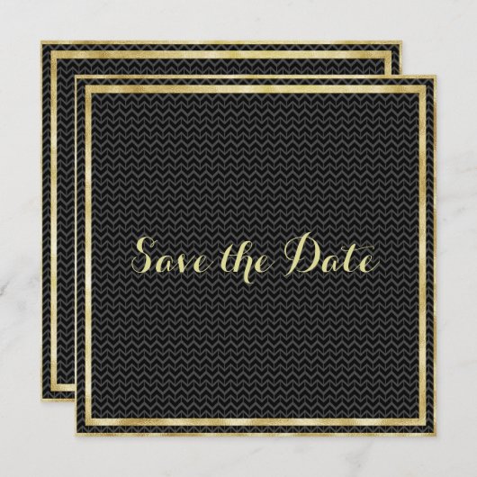 Classy Gold Lijst slaat de datum op Save The Date (Voorkant / Achterkant)
