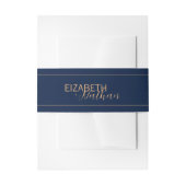 Classy Gold Line Navy Blue Wedding Passen getrouwd Uitnodigingen Wikkel (Voorkant Voorbeeld)