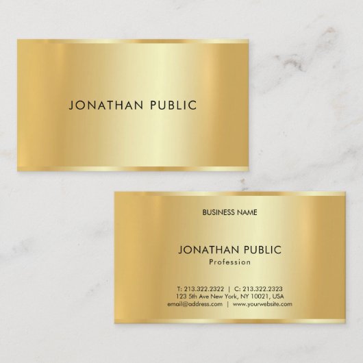 Classy Gold look Modern Minimalistische Sjabloon T Visitekaartje (Voorkant / Achterkant)